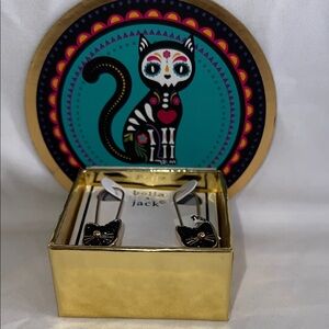 Bella Jack Black Cat Earrings, New in Box